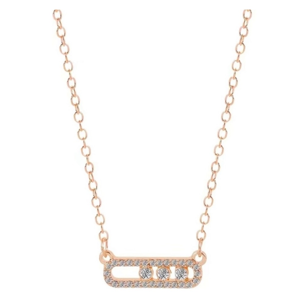 NEW Rose Gold Rhinestone Bar Necklace – Dainty & Elegant
